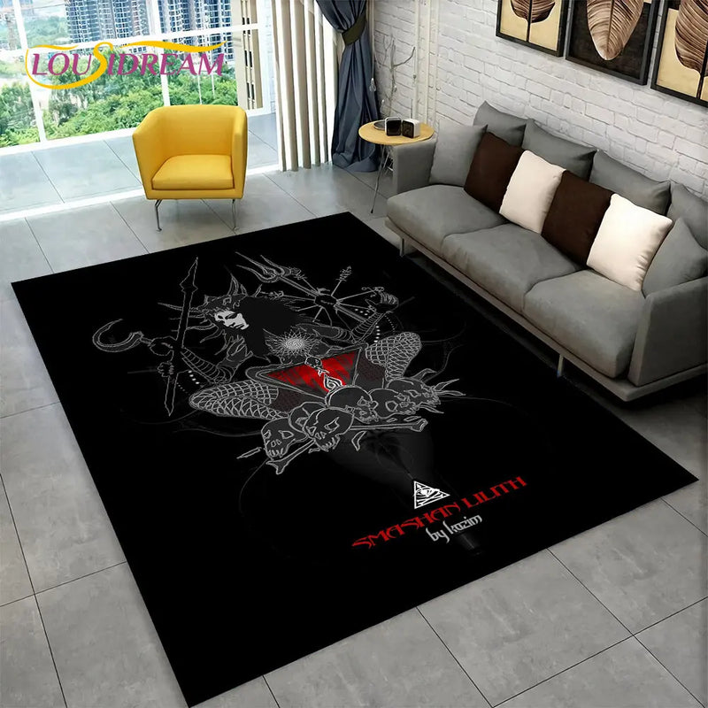 Tapete gótico antiderrapante para sala de estar e quarto, tapete de decoração com design de tarô, estilo gótico, para quarto e sofá das crianças