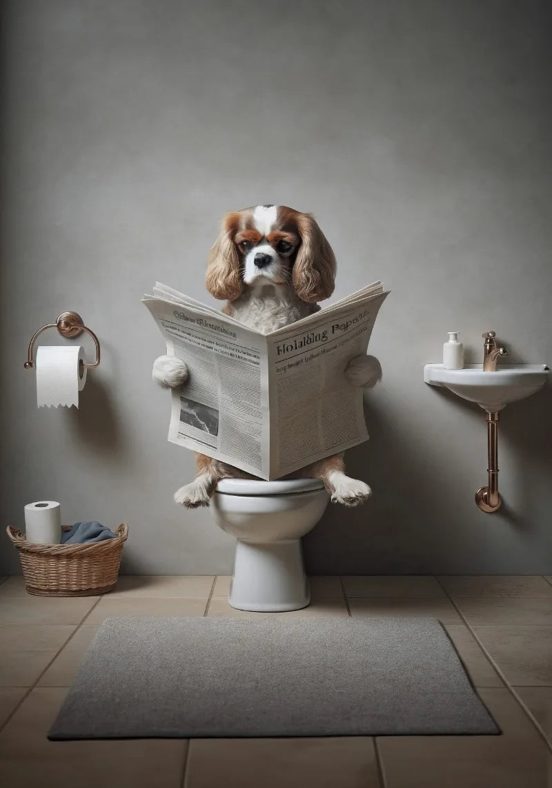 WC Animais Pintura De Lona, Leitura De Jornal, Ovelha Jacaré, Cartaz Doberman Print, Arte Da Parede, Room Pictures, Decoração De Casa