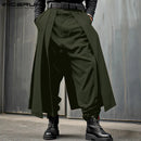 Incerun-calças plissadas soltas para homens, cor sólida, casual, perna larga, streetwear, moda