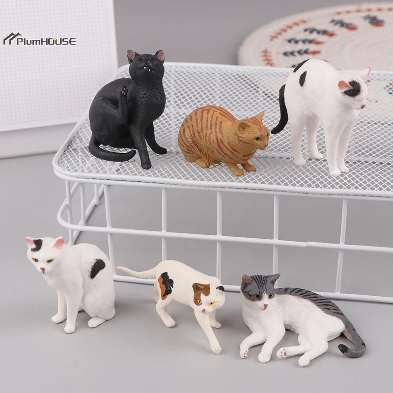 Deitado gato laranja estatueta, simulação sólida modelo animal, decoração desktop bonito, ornamento Mini Pet, 1pc
