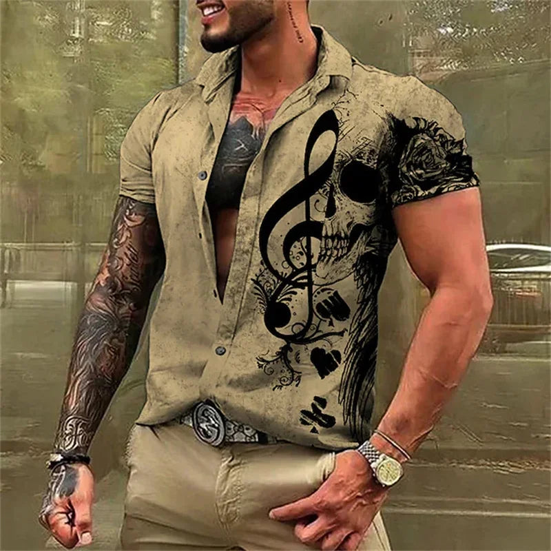 Aloha Musical - Camisa Havaiana com Notas Musicais