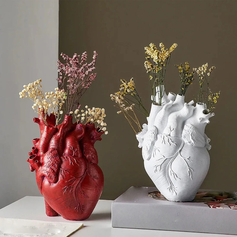 Vaso de coração pote seco arte vaso estátua humana recipiente simulado anatomia coração presente decorativo presente do dia dos namorados