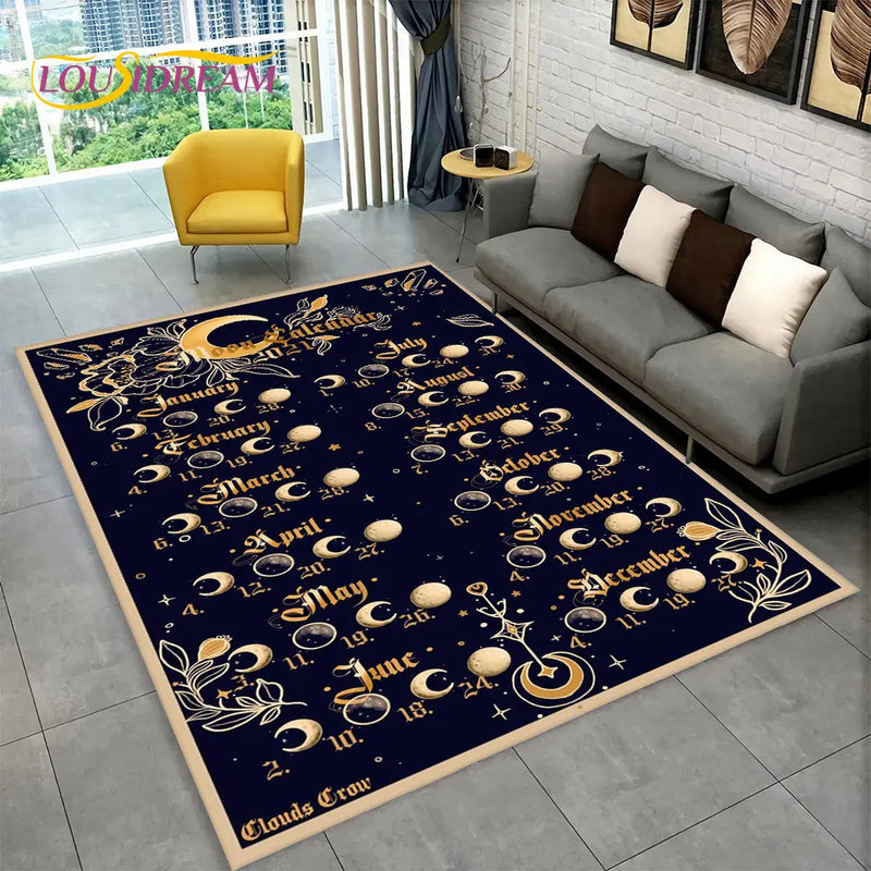 Tapete gótico antiderrapante para sala de estar e quarto, tapete de decoração com design de tarô, estilo gótico, para quarto e sofá das crianças