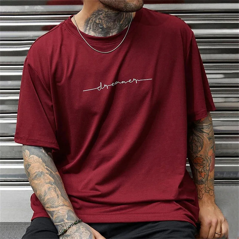 Camiseta masculina de verão simples de alta qualidade topo masculino todos os dias casual camisa esportiva tendência novas roupas oversized solto manga curta