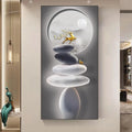 Estilo chinês Zen Pedra Golden Deer Canvas Pintura Wall Art, Rich Tree Posters, Fengshui Wall Art para decoração varanda, sem moldura