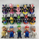 Action Figure Brinquedos de Super Mario, Puxe o Carro, Yoshi Verde, Donkey Kong, Bowser, Luigi, Sapo, Jogo de Anime, Presentes para Crianças, 24 Estilos