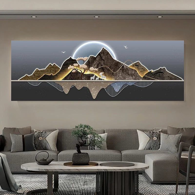 Pintura De Paisagem De Luxo Moderno Para Sala De Estar, Wall Art Poster, Pintura De Lona, Decoração De Casa, Decoração Estética Sem Moldura