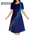 2025 novos vestidos femininos listrado impressão elegante moda casual vestidos de manga curta plus size feminino verão solto tamanhos grandes vestido