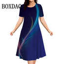 2025 novos vestidos femininos listrado impressão elegante moda casual vestidos de manga curta plus size feminino verão solto tamanhos grandes vestido