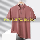 Tamanho grande 9xl 8xl verão de alta qualidade respirável moda manga curta secagem rápida preto azul vermelho náilon gelo seda polo camisas dos homens