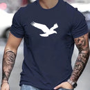 Camiseta casual masculina com gráfico Eagle, tops de manga curta, tamanho extra grande, camiseta masculina, camisa de primavera, roupas de verão, 5XL