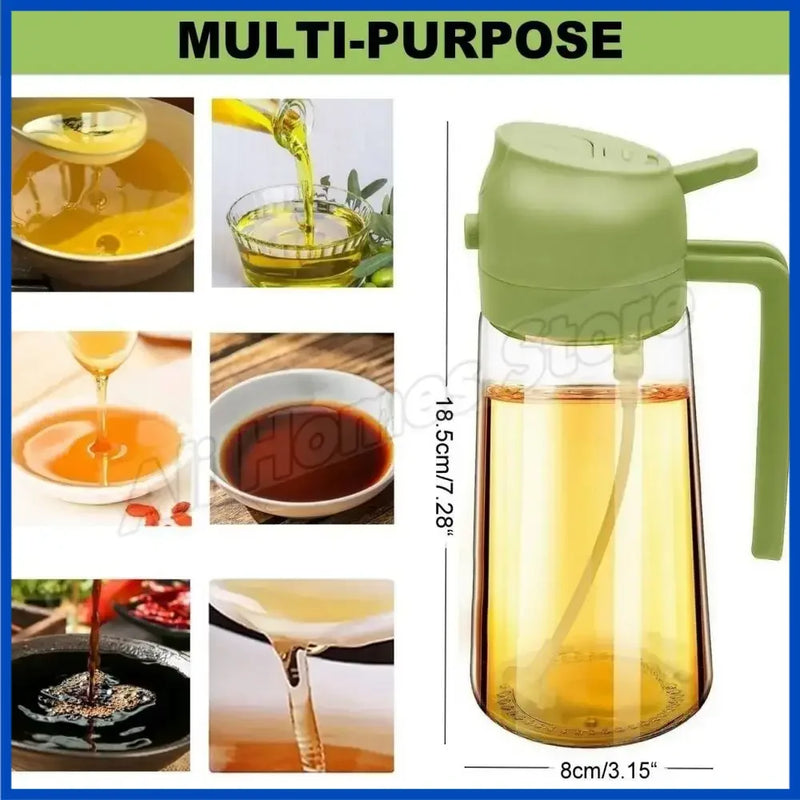 Garrafa dispensadora de óleo 2 em 1, 500ml, spray de plástico, pulverizador de óleo, frasco, galheteiro, churrasco, cozinha, assar, piquenique, ferramenta de cozinha