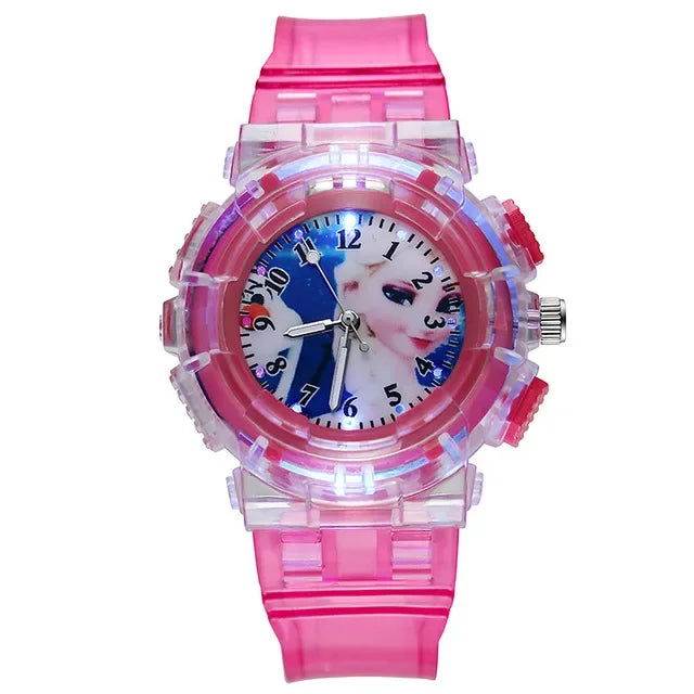 Disney-Relógio Infantil Minnie Spider Man, Boneca de Desenhos Animados, Relógio Eletrônico, Flash Light, Meninos, Meninas Birthday Festival Presentes