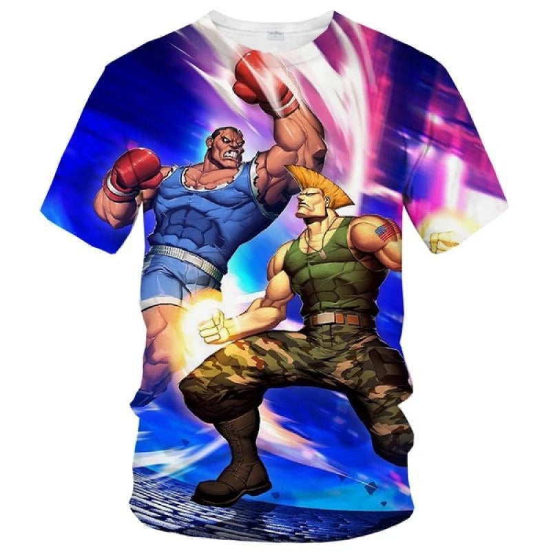 Camiseta Street Fighter masculina e feminina, fina em 3D, blusa infantil, tamanho grande, casual, nova, moda de verão, venda quente, 100-6XL, 2023