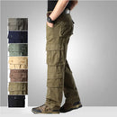 Calça masculina de algodão multi bolsos, jogger casual masculino, calça ao ar livre, primavera, outono, plus size 44