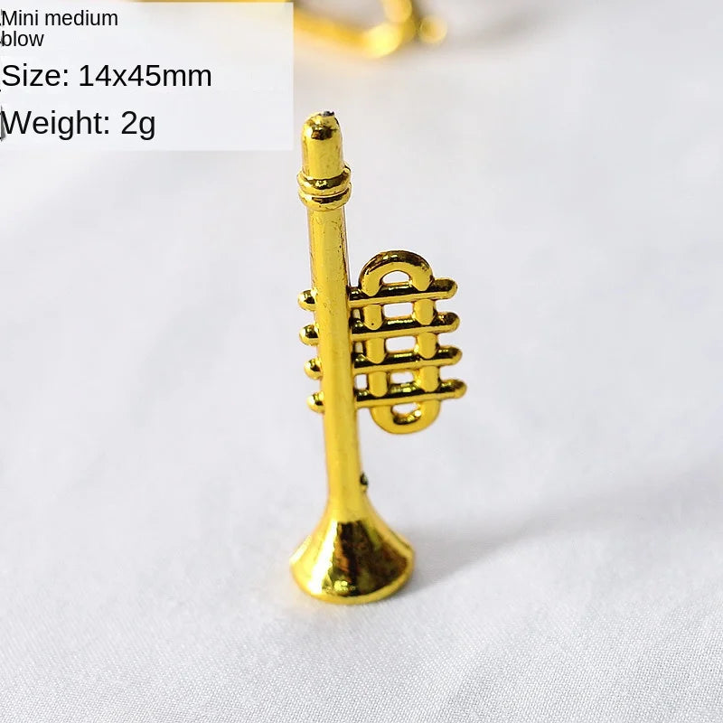 Saxofone miniatura para Dollhouse, modelo de instrumentos musicais clássicos, mini ornamentos musicais, presentes de Natal, acessórios para decoração