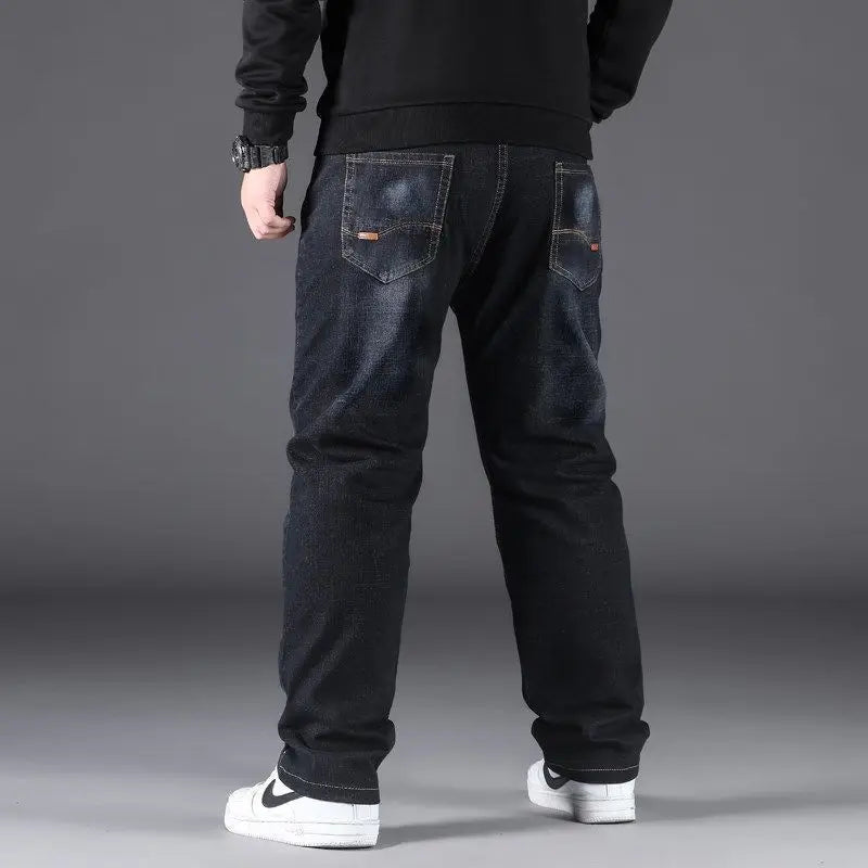 Calça jeans masculina de tamanho grande, faixa elástica, calça grande, cintura alta, calça jeans masculina, marido plus size, gorda, n ° 40