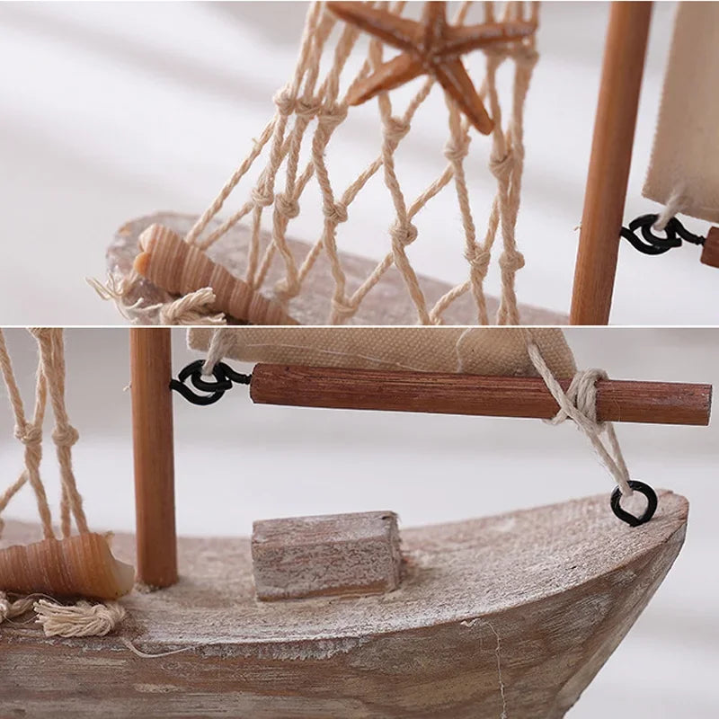 Estatuetas de Barco a vela de Madeira, Estilo Mediterrâneo, Veleiro de Madeira, Artesanato, Sala De Estar Em Casa, Decoração Náutica Presente