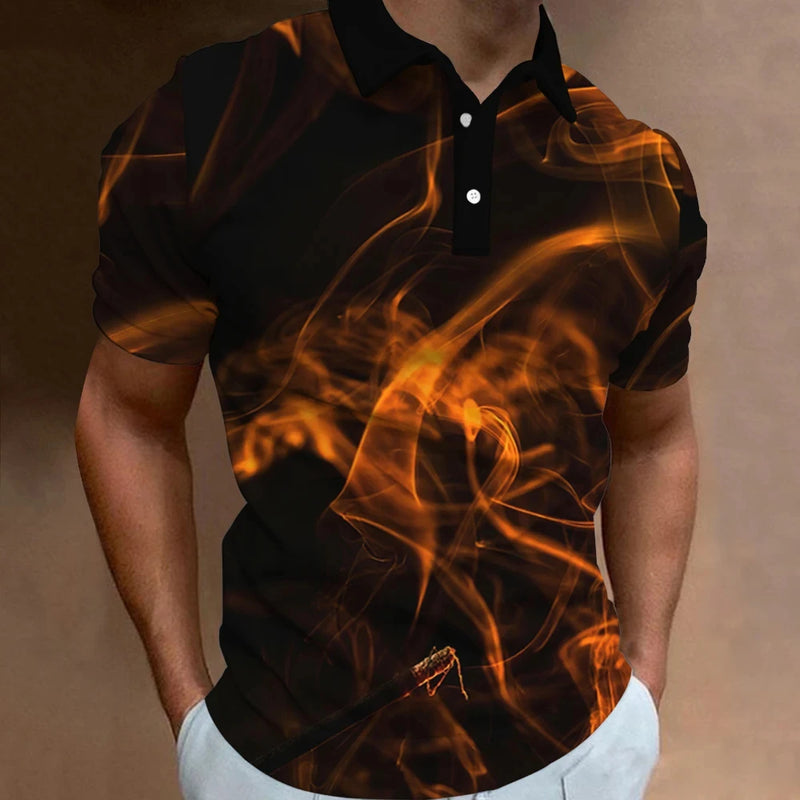 Abstração-Camisa polo extragrande manga curta masculina, camiseta solta casual, streetwear ao ar livre, roupas de verão