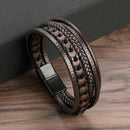 Pulseira Masculina Clássica Trançada Multi Camadas