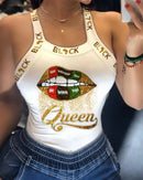 Camiseta sexy com estampa feminina, colete pequeno, verão, casual, legal, sem mangas, moda