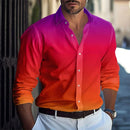 Moda Outono Gradiente Cores Camisa Dos Homens de Negócios Casuais Camisas de Botão de Manga Longa Dos Homens Slim Fit Lapela Camisas Roupas
