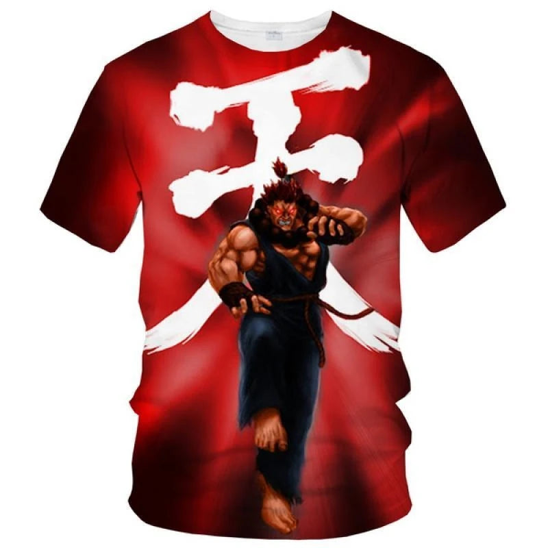 Camiseta Street Fighter masculina e feminina, fina em 3D, blusa infantil, tamanho grande, casual, nova, moda de verão, venda quente, 100-6XL, 2023