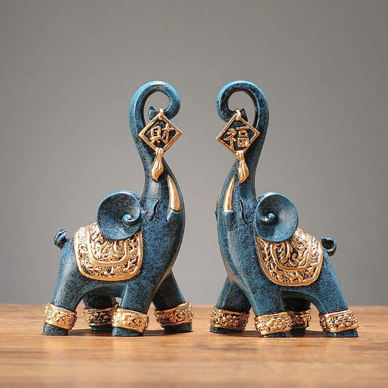 Dupla de Elefantes Modernos - Elegância em Resina para Decorar!