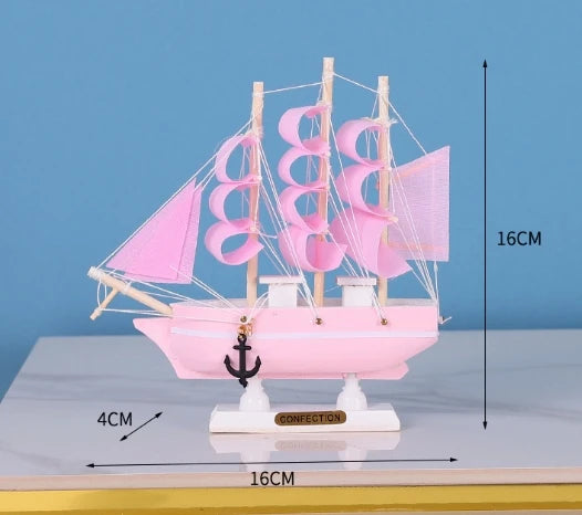 Modelo de veleiro de madeira para escritório e sala, decoração estilo mediterrâneo, artesanato criativo, vela suave, 1pc