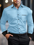 Camisa casual de manga comprida masculina, combinando cores lapela, cardigã de negócios solto, moda tendência primavera-outono, alta qualidade, nova