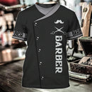 Camiseta para barbeiro masculina, camiseta casual com estampa 3D, personalidade hip hop, gola redonda, manga curta, moda verão