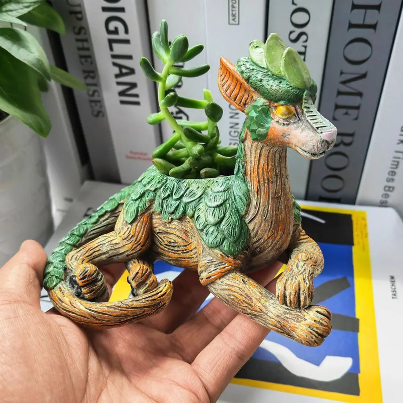 Plantador de árvore de dragão criativo, plantador suculento, estátua de jardim, presente de resina para amantes da natureza, perfeito para amigos e família