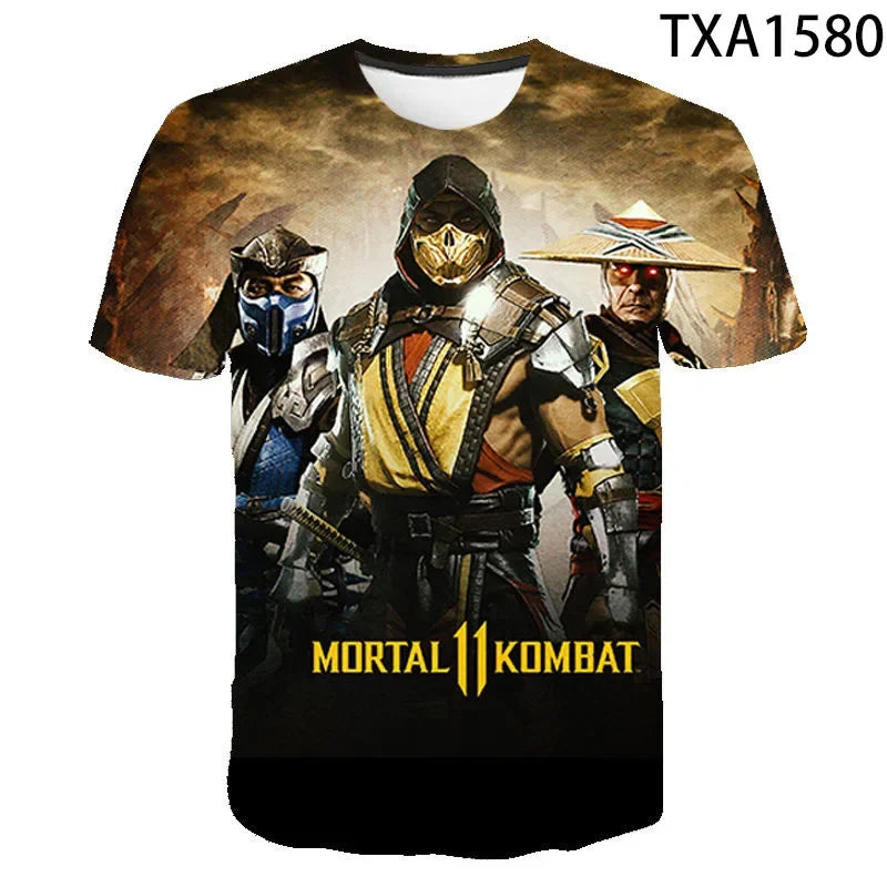 Camiseta Mortal Kombat 3D masculina e feminina, jogo de luta, streetwear casual, tops de manga curta, camiseta legal infantil, menino, menina, verão