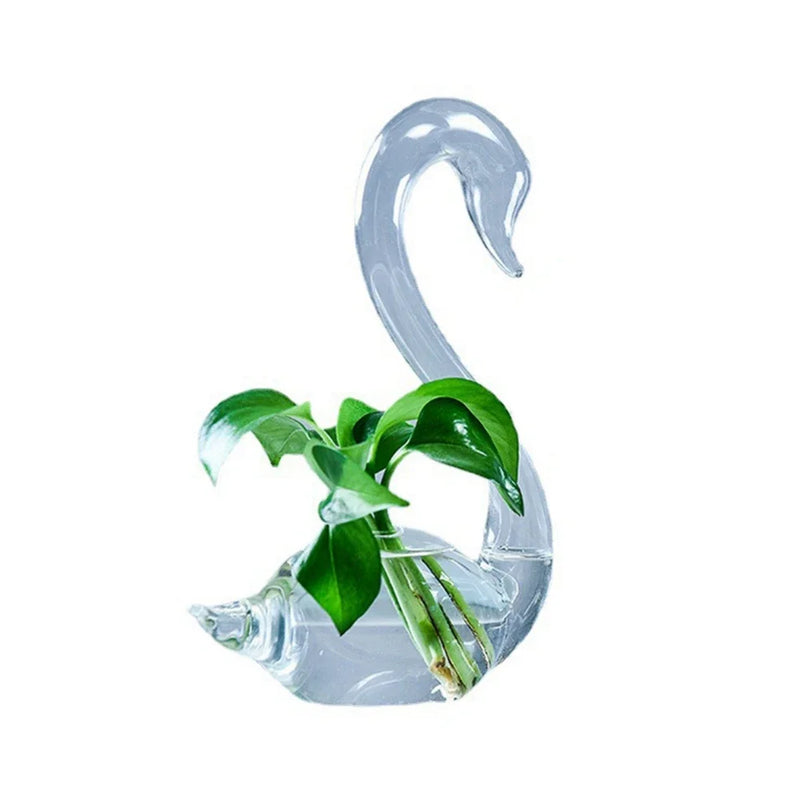 Vaso de flores hidropônico em forma de cisne, vidro transparente, decoração de casa, presentes de feriado, casamento