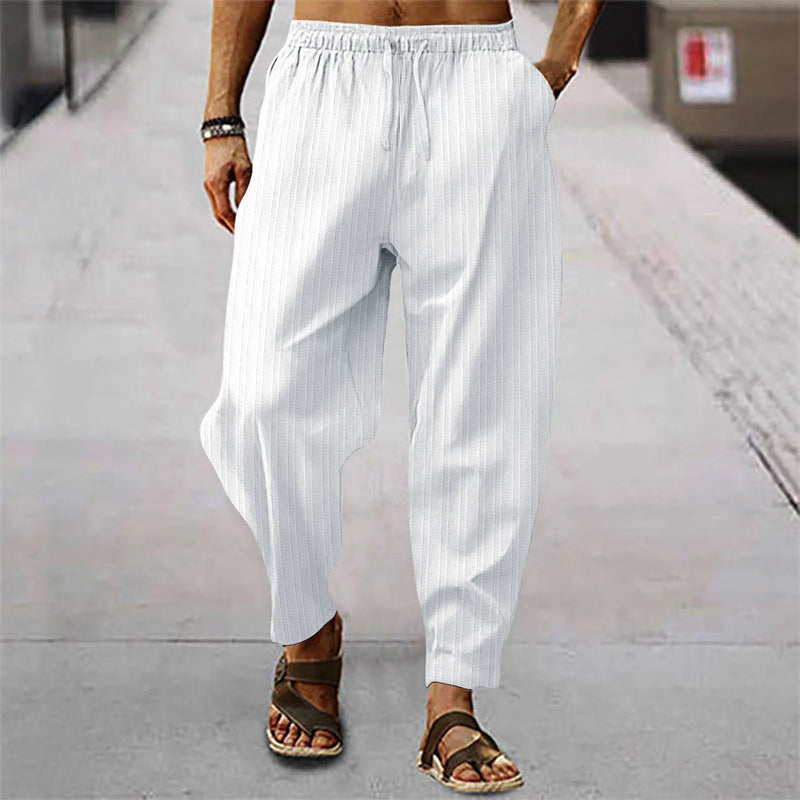 Calça de bezerro com listra de algodão respirável masculina, estilo hip-hop, casual esportiva, bezerro, verão, nova