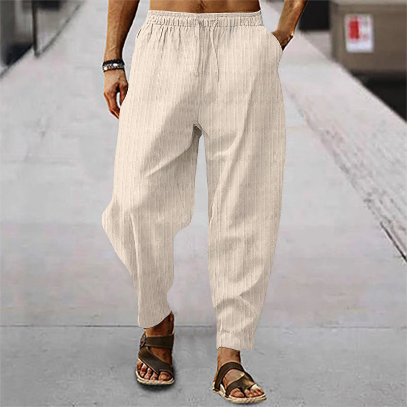 Calça de bezerro com listra de algodão respirável masculina, estilo hip-hop, casual esportiva, bezerro, verão, nova