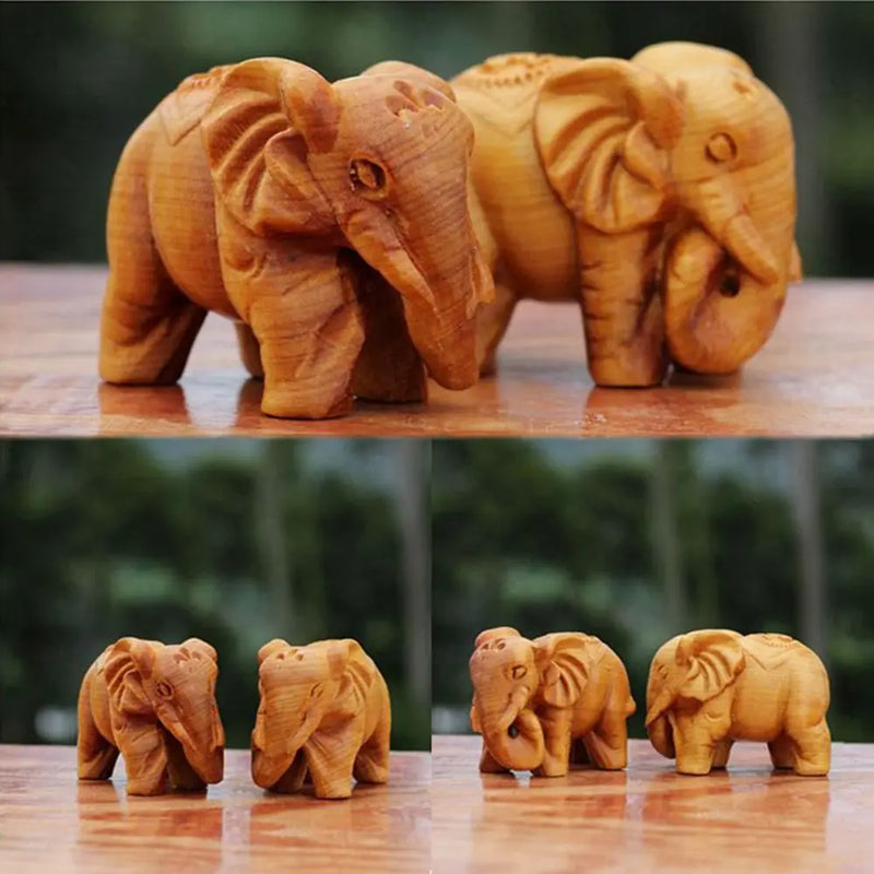1 pc natural thuja madeira elefante rico escultura artesanato em madeira decoração para casa