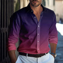 Moda Outono Gradiente Cores Camisa Dos Homens de Negócios Casuais Camisas de Botão de Manga Longa Dos Homens Slim Fit Lapela Camisas Roupas