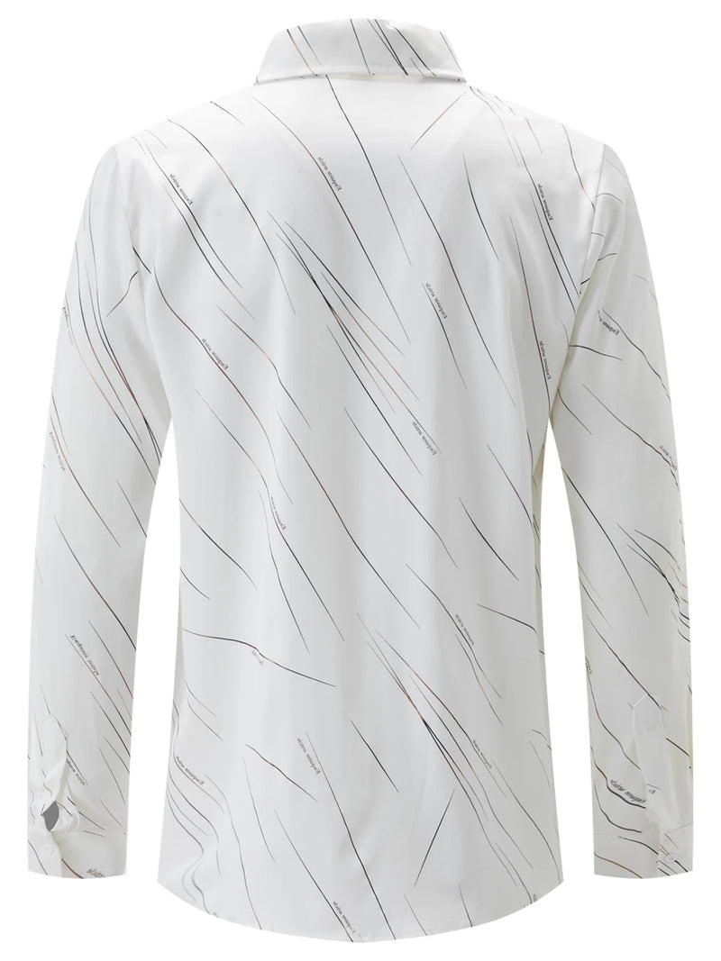 Europa e nos Estados Unidos transfronteiriço músculo louco venda quente nova moda masculina linha impressão casual camisa de lapela de manga longa