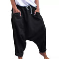 Calças de virilha de harém casuais femininas, calças de harém de moda com cordões, calças femininas, hip-hop de grandes dimensões streetwear mulher
