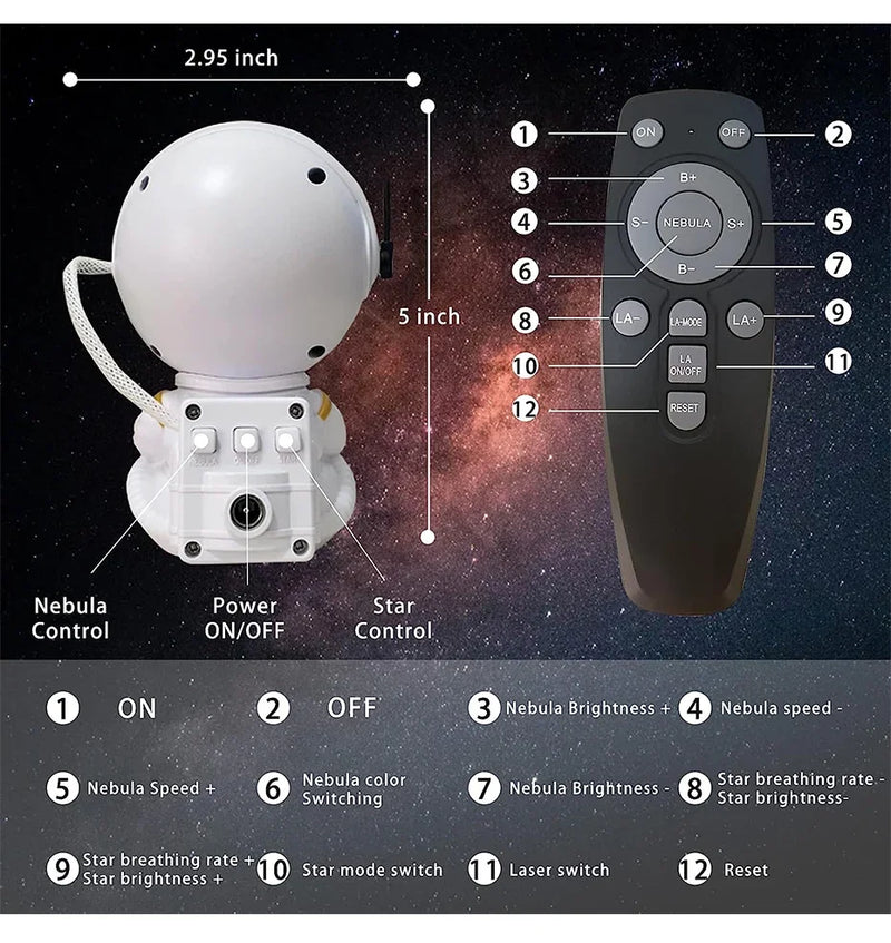 Galaxy e Star Astronaut Projetor, LED Night Light, lâmpada de céu estrelado, decoração do quarto, presentes decorativos para crianças