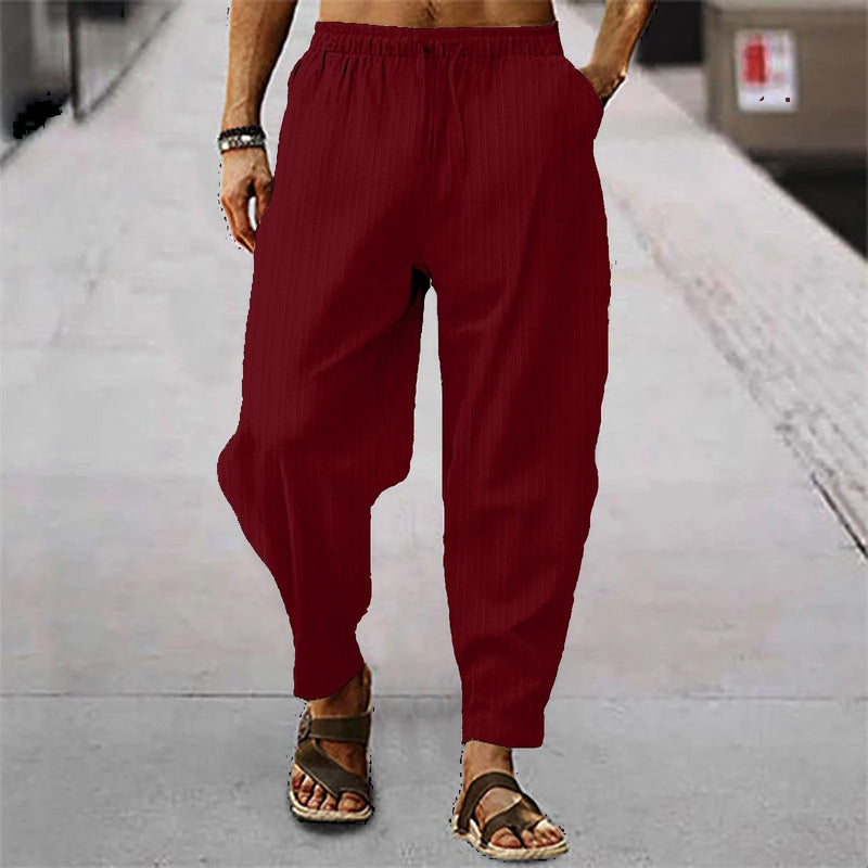 Calça de bezerro com listra de algodão respirável masculina, estilo hip-hop, casual esportiva, bezerro, verão, nova