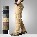 Calça masculina de algodão multi bolsos, jogger casual masculino, calça ao ar livre, primavera, outono, plus size 44