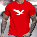 Camiseta casual masculina com gráfico Eagle, tops de manga curta, tamanho extra grande, camiseta masculina, camisa de primavera, roupas de verão, 5XL