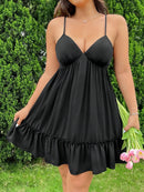 Sexy cinta de espaguete plus size vestido curto feminino verão plissado sem costas noite vestido senhora preto bodycon clube vestido de noite