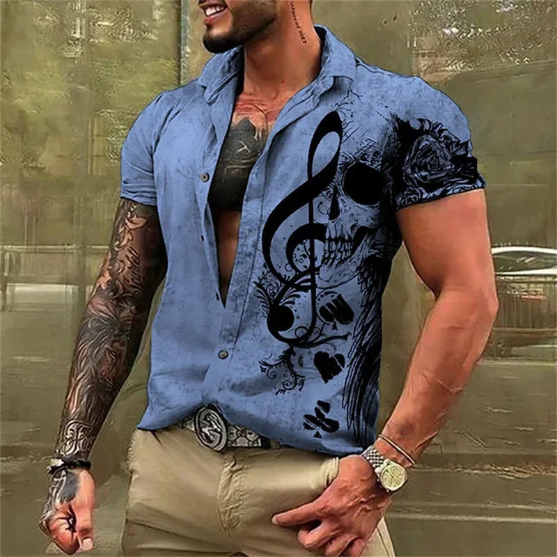 Aloha Musical - Camisa Havaiana com Notas Musicais
