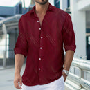 Europa e nos Estados Unidos transfronteiriço músculo louco venda quente nova moda masculina linha impressão casual camisa de lapela de manga longa