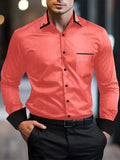 Camisa casual de manga comprida masculina, combinando cores lapela, cardigã de negócios solto, moda tendência primavera-outono, alta qualidade, nova