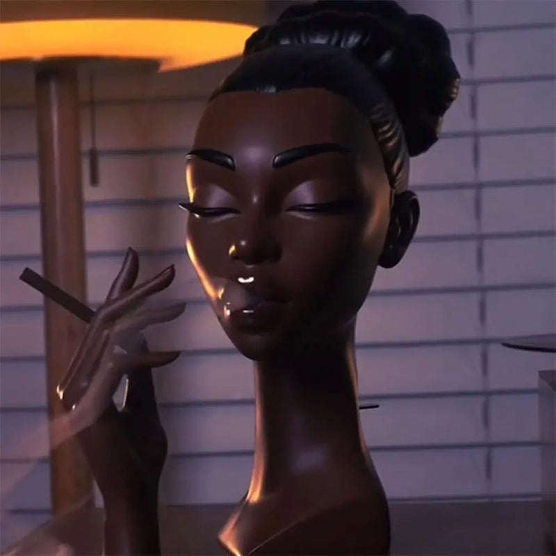Novo queimador de incenso de cabeça, queimador de incenso de resina de rosto feminino preto nobre e 60 cones de incenso, exibição de artesanato para quarto e escritório