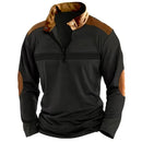 Outono/inverno moda todos os dias casual cor sólida zíper peito plissado listra retalhos confortável camisa polo de manga comprida